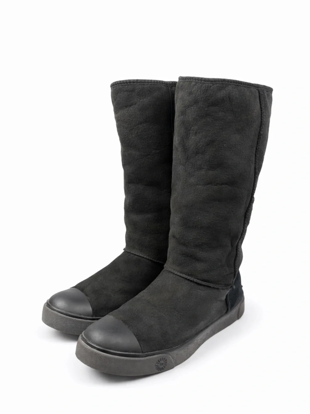 UGG Black Tall Cap Toe Boots Women's 9.5‎ Shearling Winter